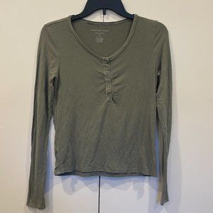 American Eagle Soft & Sexy Long Sleeve Ribbed Henley